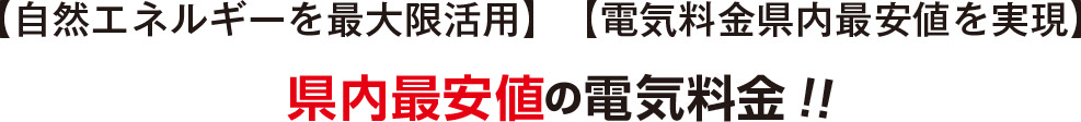 県内最安値の電気料金！！自然エネルギーを最大限活用！電気料金岐阜県最安値を実現！